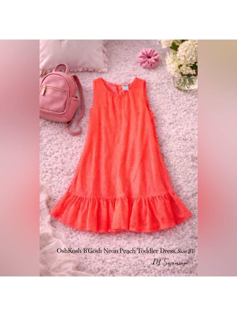 OshKosh B’Gosh Neon Peach Sleeveless Toddler Dress | Size 3T | GUC